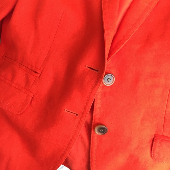 Red Orange Linen Blazer - Picture 3 of 6